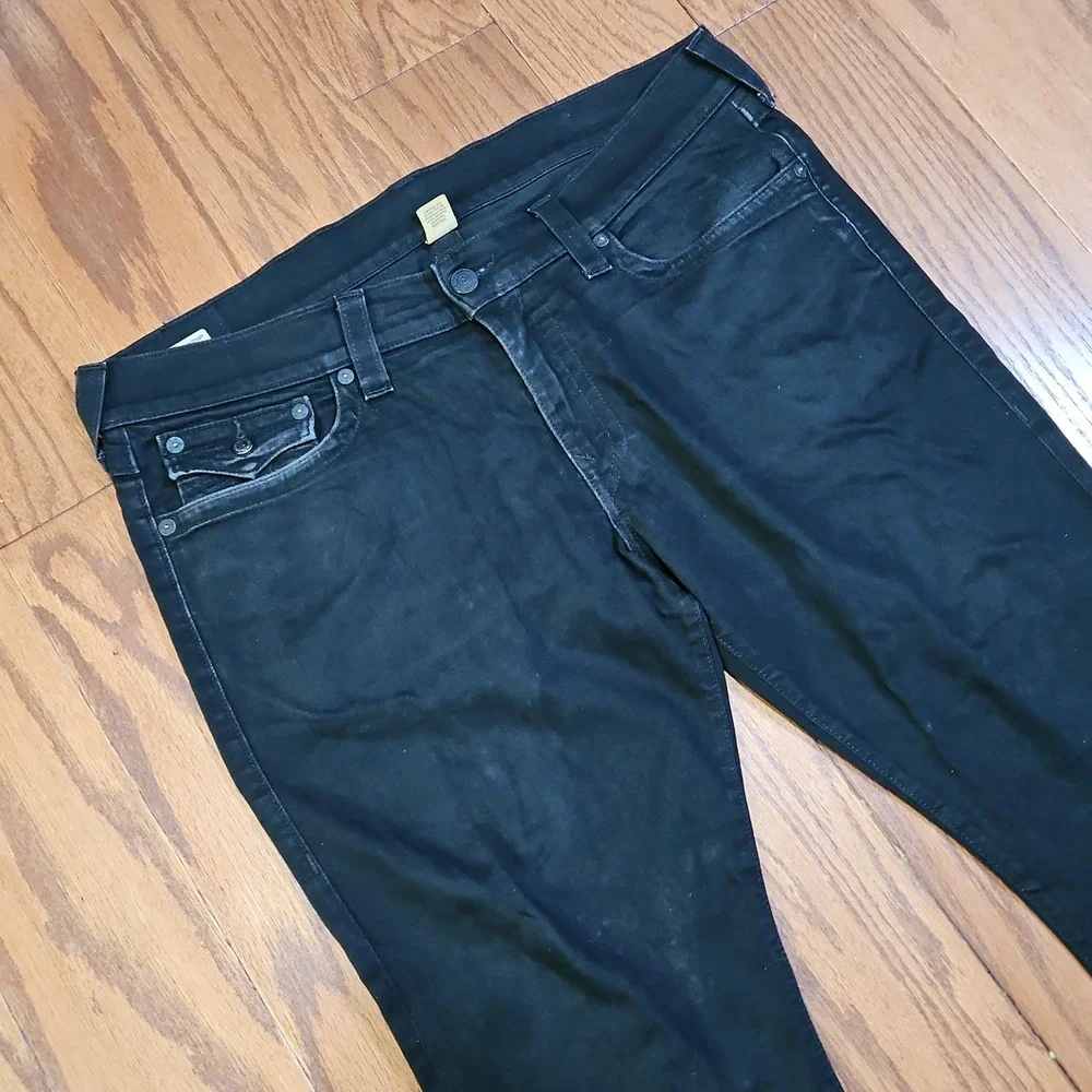 True Religion Ricky Straight Leg Black Jeans Mens Size 38 Made in USA 38x34